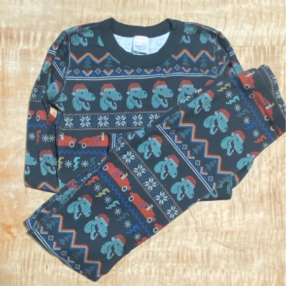 Hanna Andersson Other - Hanna Andersson size 160cm (US size 14) Christmas dinosaur print two piece PJ’s